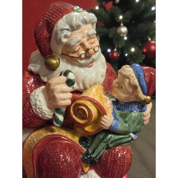 Fitz and Floyd Santa's List Collection Candy Dish with Lid in Original Box RARE - Picture 2 of 8